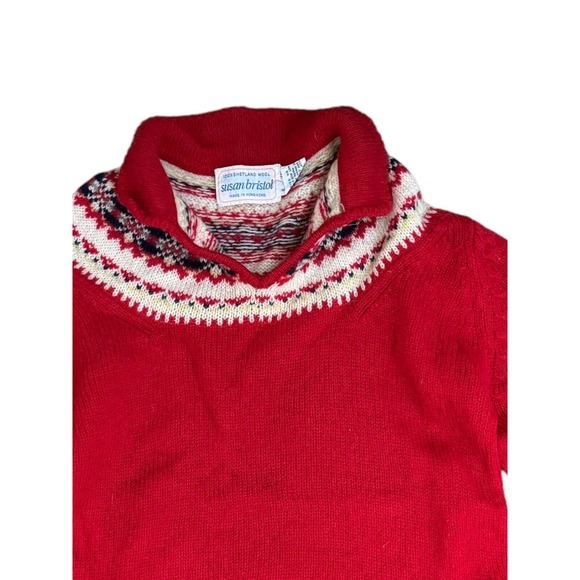 Vtg 60's Fair Isle Susan Bristol Sweater, Shetland Light Wool Pullover Sz S/M - Picture 3 of 5